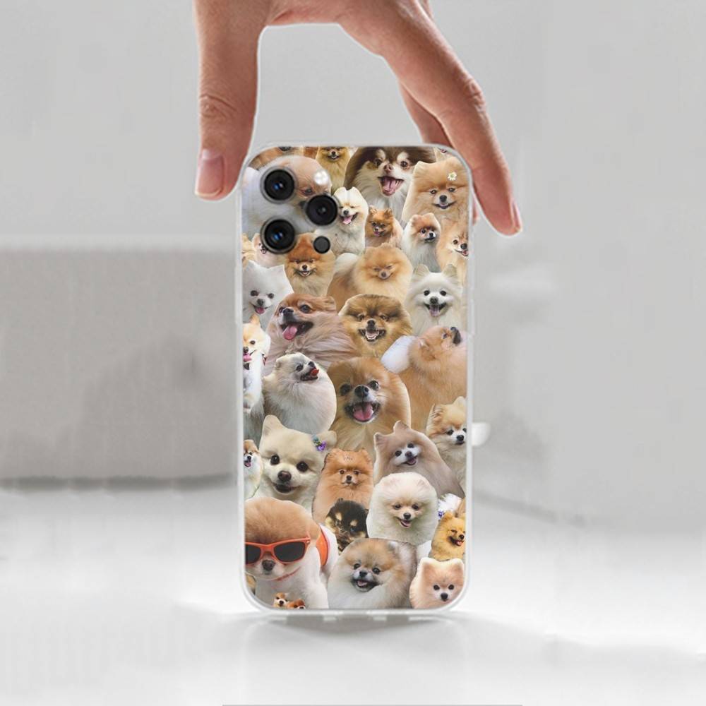 Cute P-Pomeranian Dogs Case For iPhone 17,11,12,13,16,14,15,Pro,Max,Plus,X,XS,XR,SE,Mini Transparent Soft Silicone