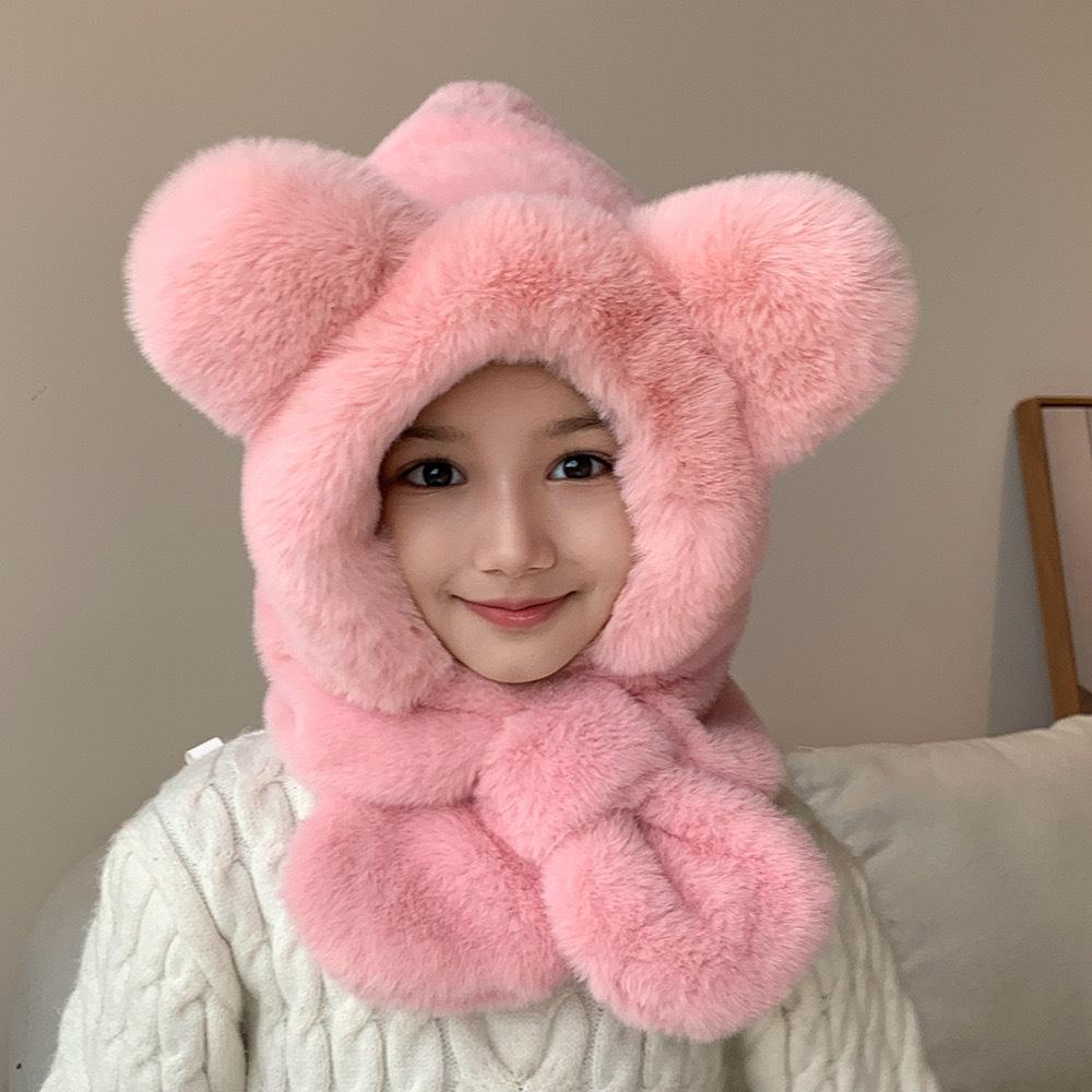 Children'S Winter Hat, Scarf, Integrated Hat, Two-Piece Set, Warm Baby Windproof Ear Protection, Thickened Two-Piece Set For Boys And Girls