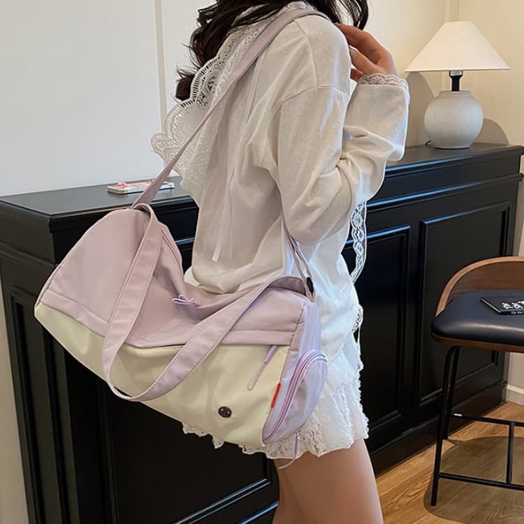 Color-blocked wet and dry separation gym bag travel bag