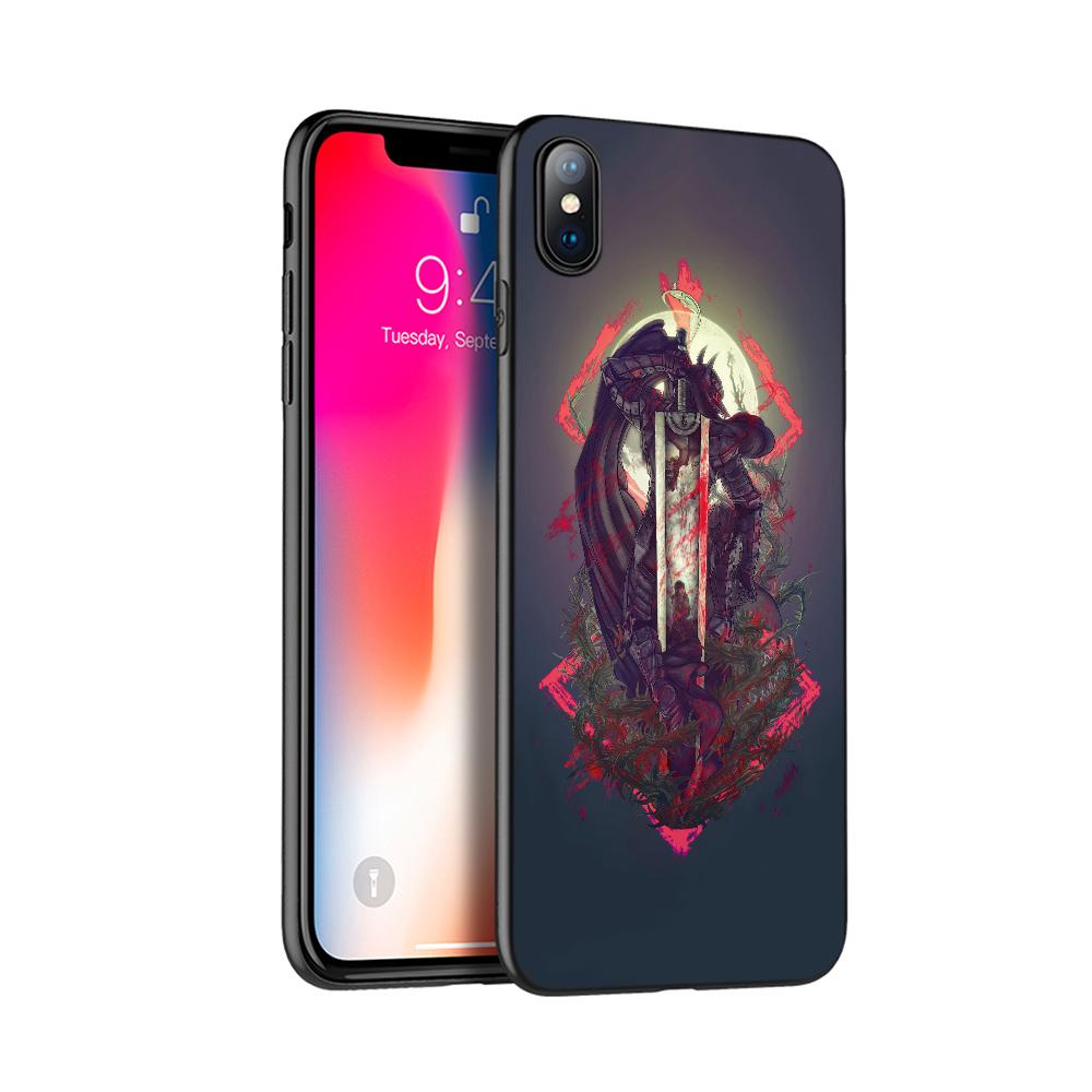 Black Tpu Case for Iphone 5 5s SE 2020 6 6s 7 8 Plus X 10 Case Cover for Iphone XR XS 11 Pro MAX Case Berserk Guts Anime Cool