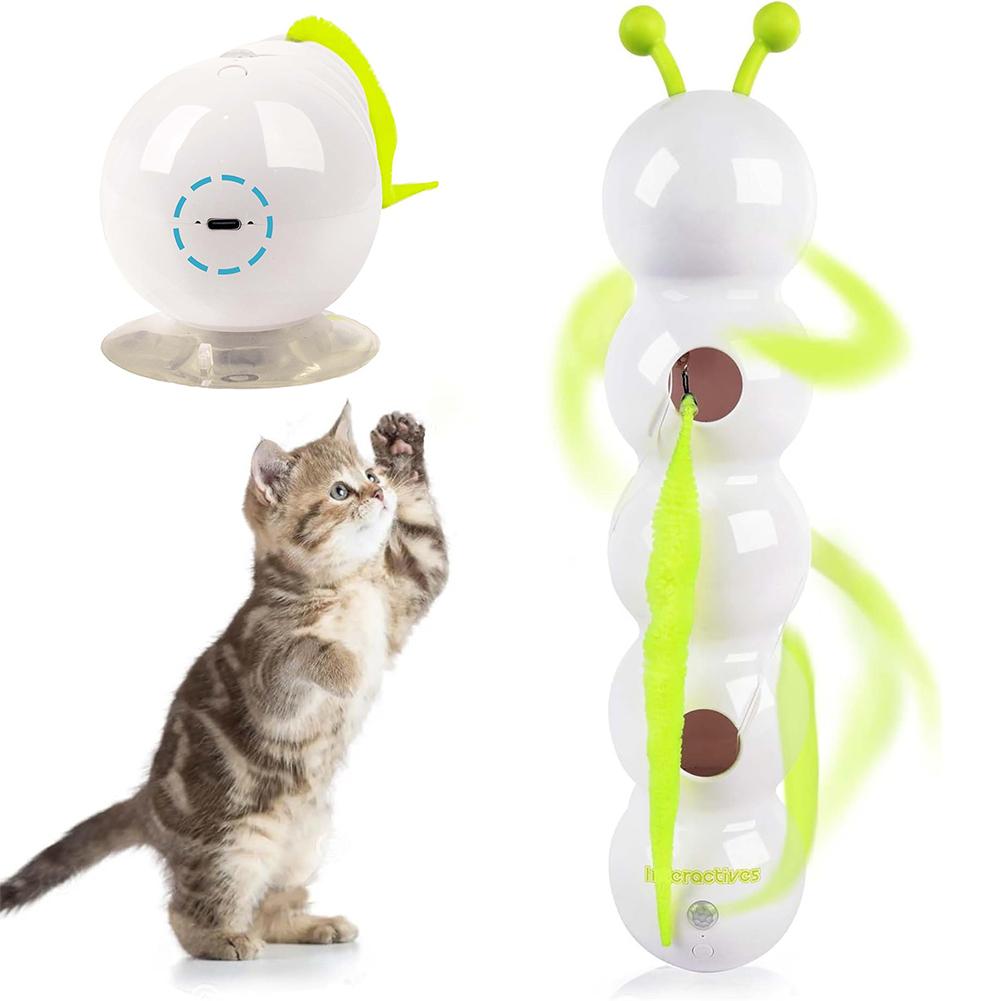Interactive Teasing Cat Toy Motion Activated Kitten Toy Rechargeable Automatic Cat Toy with Tail for Indoor Cats Toy Ball