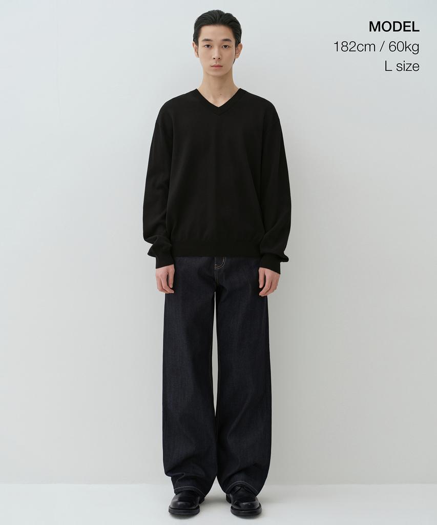 MUSINSA STANDARD Washable Supima Cotton V-Neck Knit [Black]
