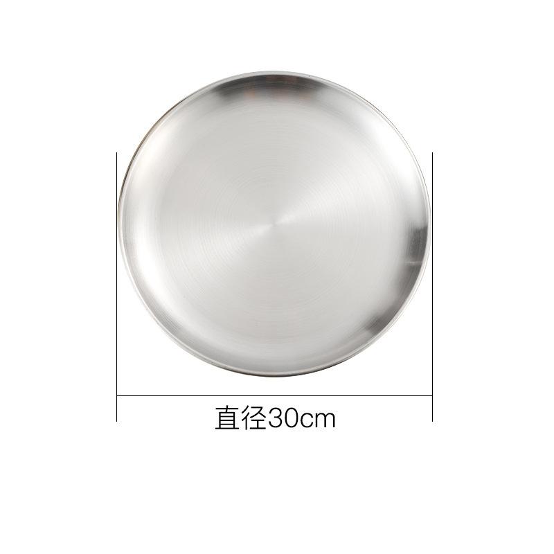 Stainless Steel Round  Food Storage Tray Korean Style Steak BBQ Buffet Plates Durable Thicken Shallow Dishes Kitchen Tools