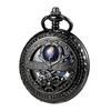 TREEWETO Mechanical Pocket Watch, Black, Roman Numerals, Moon and Sun Design, with Chain and Gift Box.