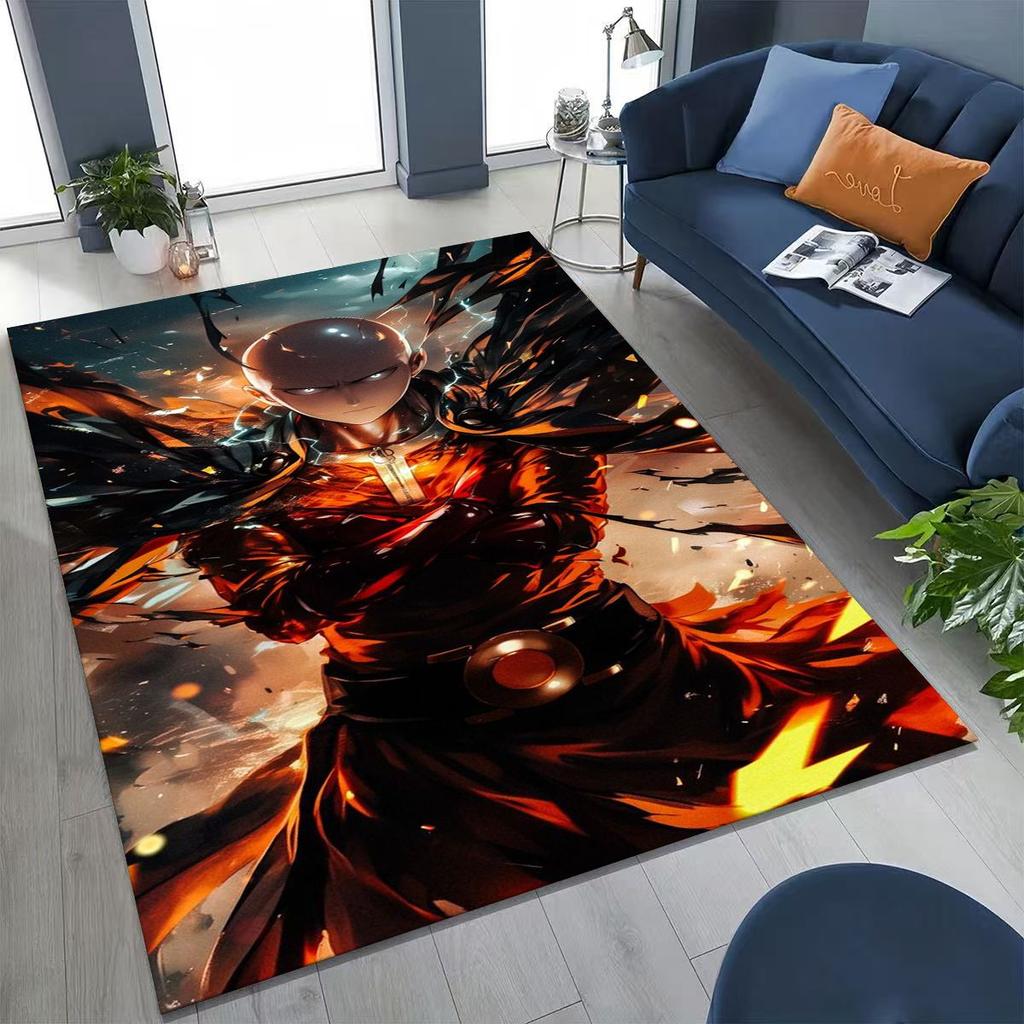 Anime One Punch Man Saitama Cartoon Cartoon Rug for Bedroom Living Room Sofa Home Doormat Decor,Kids Play Non-slip Floor Mat