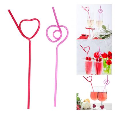 10Pcs Heart Shaped Straws Party Favors for Anniversary Holiday Bridal Shower