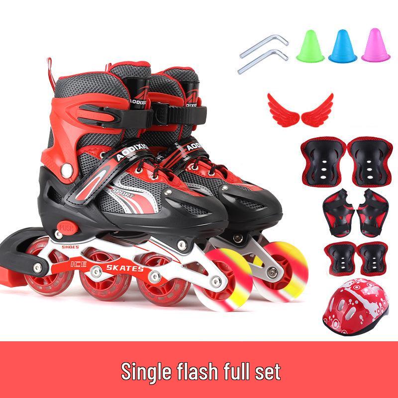 Nastavitelná sada kolečkových bruslí s blesky pro začínající děti