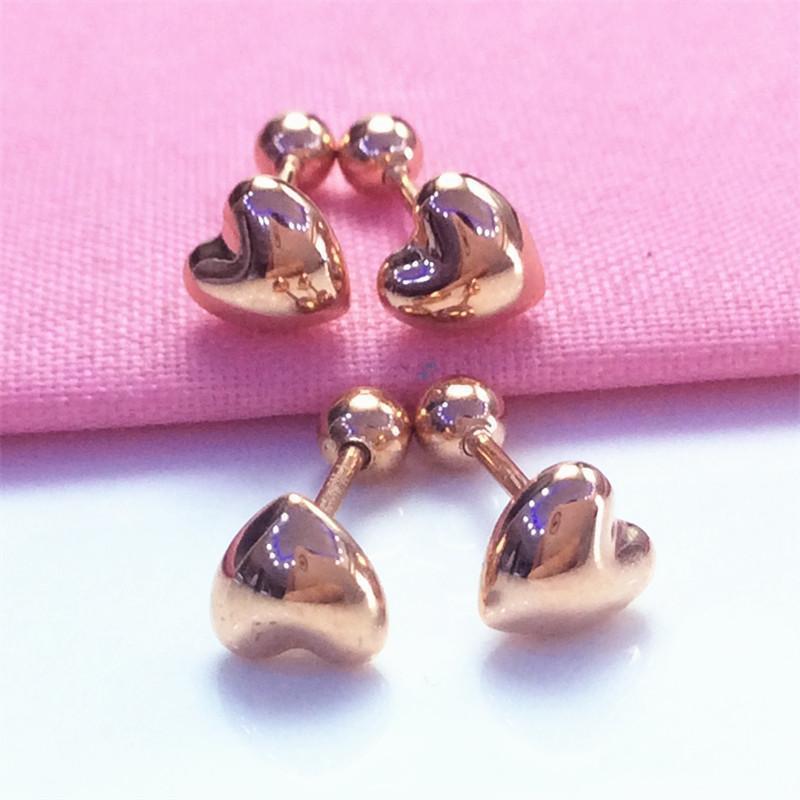 Purple Gold Love Stud Earrings, Simple And Exquisite Niche Temperament, Rose Gold-Plated Color Gold Ear Buckle
