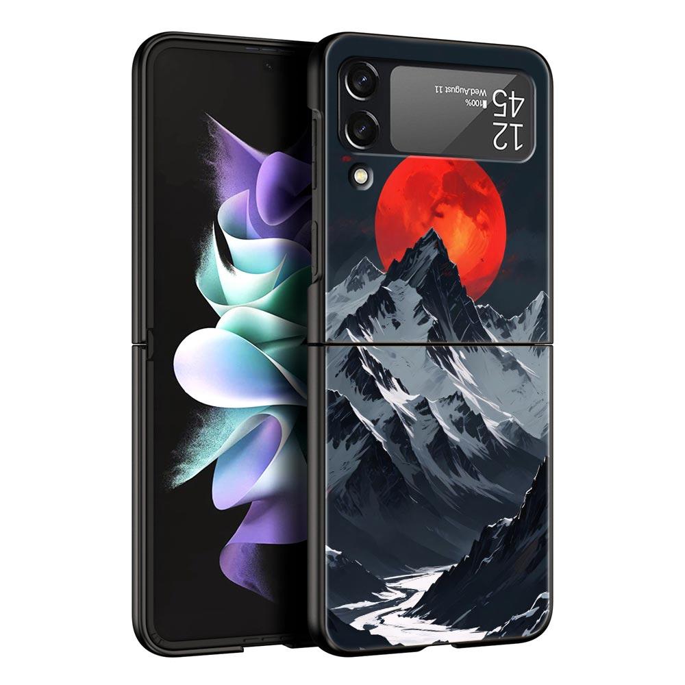 

Black Mountain Peak Hard PC Phone Case For Samsung Galaxy Z Flip 7 6 5 4 Black Cover For Galaxy Z Flip 3 Foldable Fundas Shell Z Flip 5