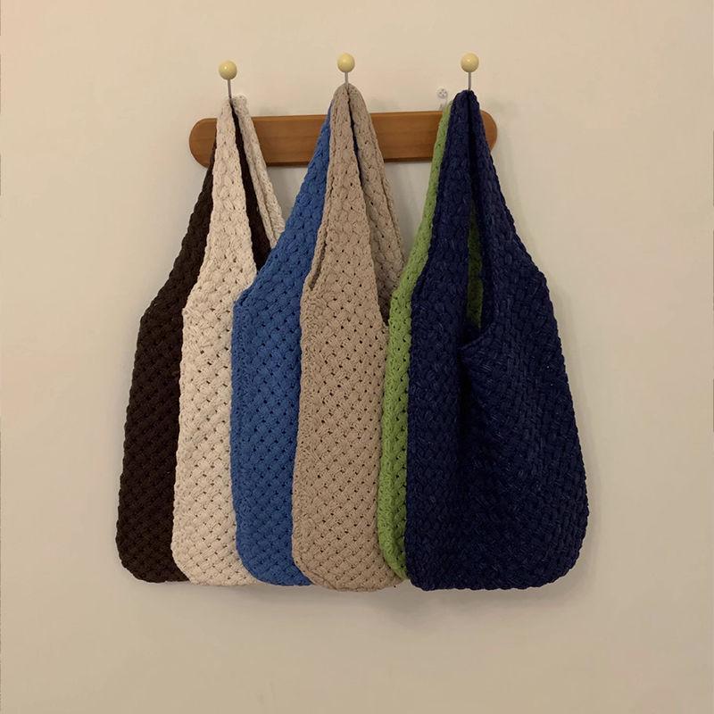 Retro Knitted Wool Tote Bag - Women's Handmade Shoulder Handbag