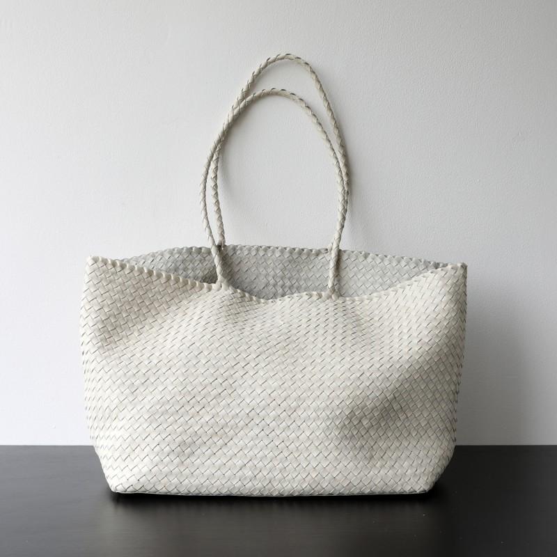 Handwoven Full-Grain Leather Tote Bag Women Large Capacity Vintage Chic Office In Soft Supple Cowhide