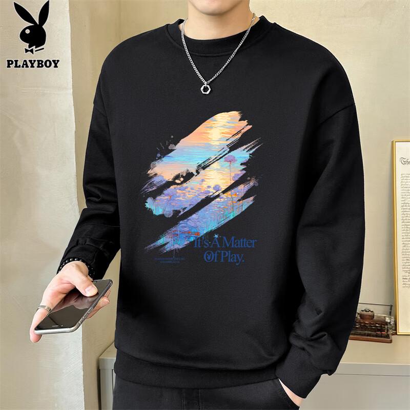 Playboy Men's Long Sleeve Loose Fit Crewneck Sweatshirt