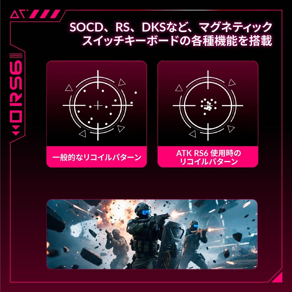 ATK RS6 Wired Magnetic HE Gaming Increment Rapid 256k Scan 8kHz Polling CNC Machined Aluminum Japan Exclusive Model Keyboard, Black, 0.001mm Trigger,