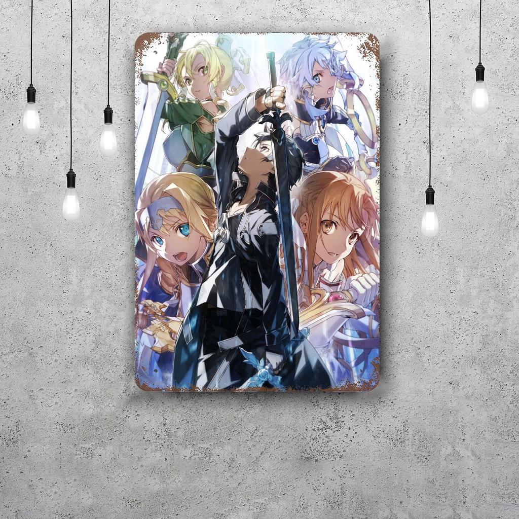 Sword Art Online Vintage Tin Sign Home Decor Wall Decor Art Wall Mural Room Decoration Decor Retro Metal Sign Plate Bar Posters