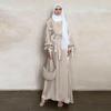Spring/Summer 2024 Women's Middle Eastern Puff Sleeve Tie-Waist Robe Dress