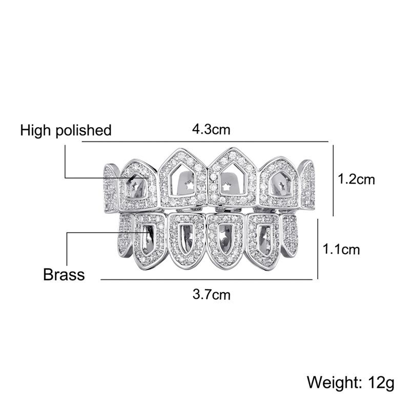 Echter Hiphop Körperschmuck Iced Out Labor Diamant Oberzähne und Unterzähne Vampir Zahn Grills Halloween Goldzähne Grillz