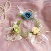 Mori Style Wedding Set: Bridesmaid Corsage, Groomsman Boutonniere, Family Bracelets