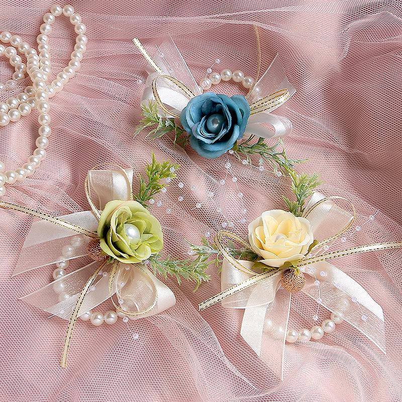 Mori Style Wedding Set: Bridesmaid Corsage, Groomsman Boutonniere, Family Bracelets