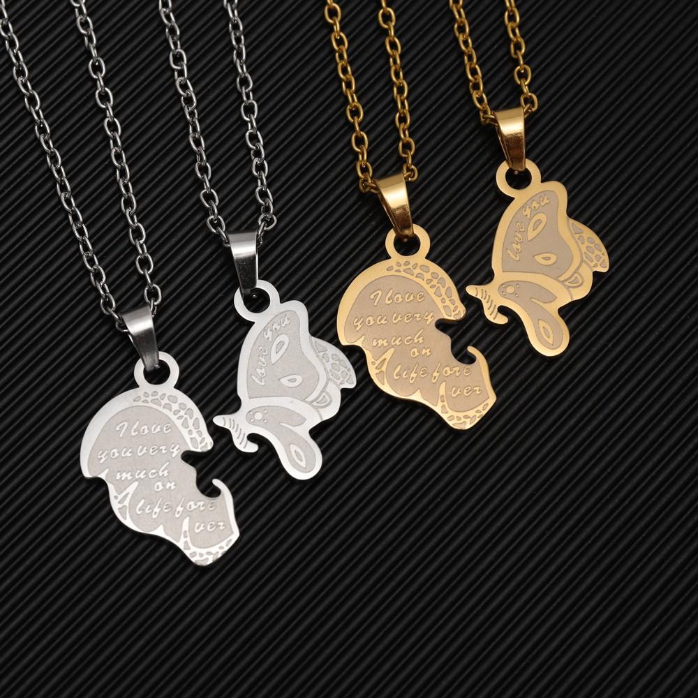 Personalized Couple Necklace Stainless Steel Splicing Butterfly Romantic Holiday Party Birthday Gift Accessories