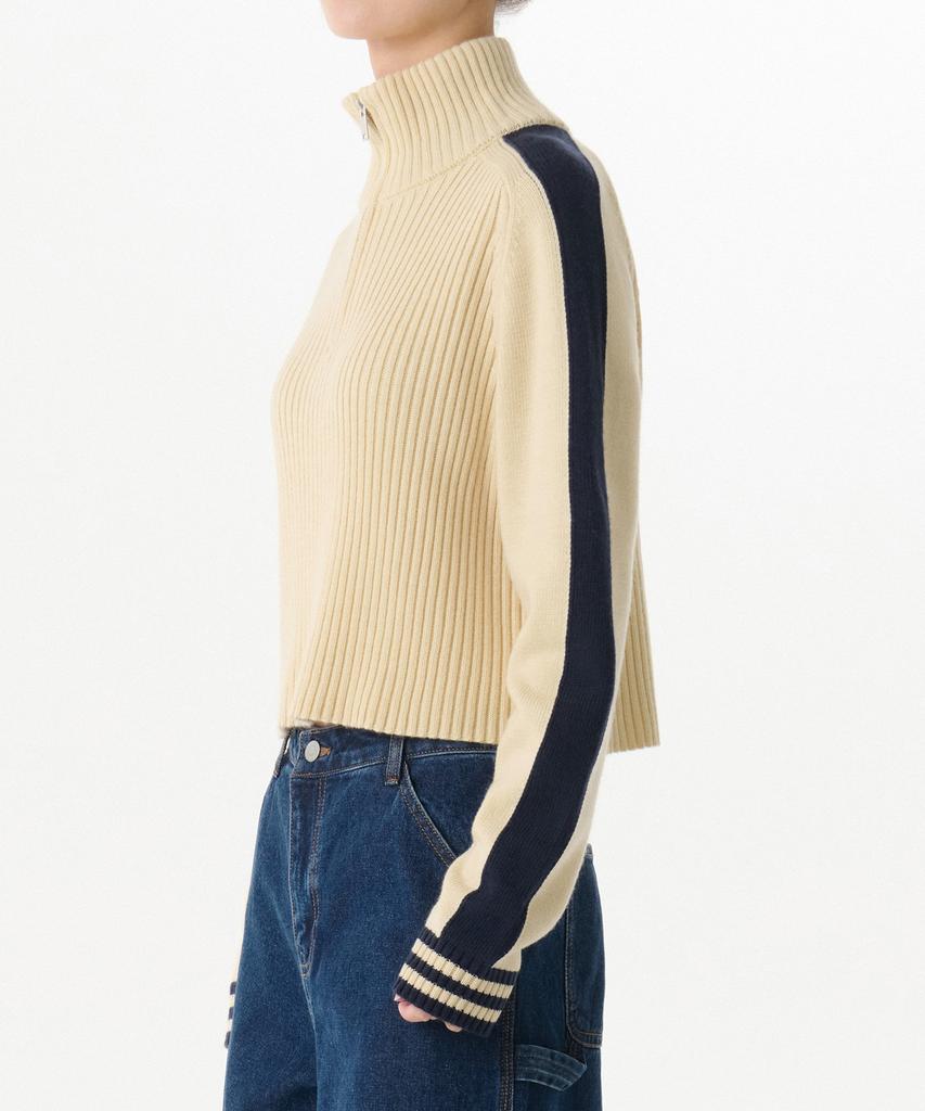 MUSINSA STANDARD WOMAN Women'S Ribbed Track Knit Half Zip [Cream]