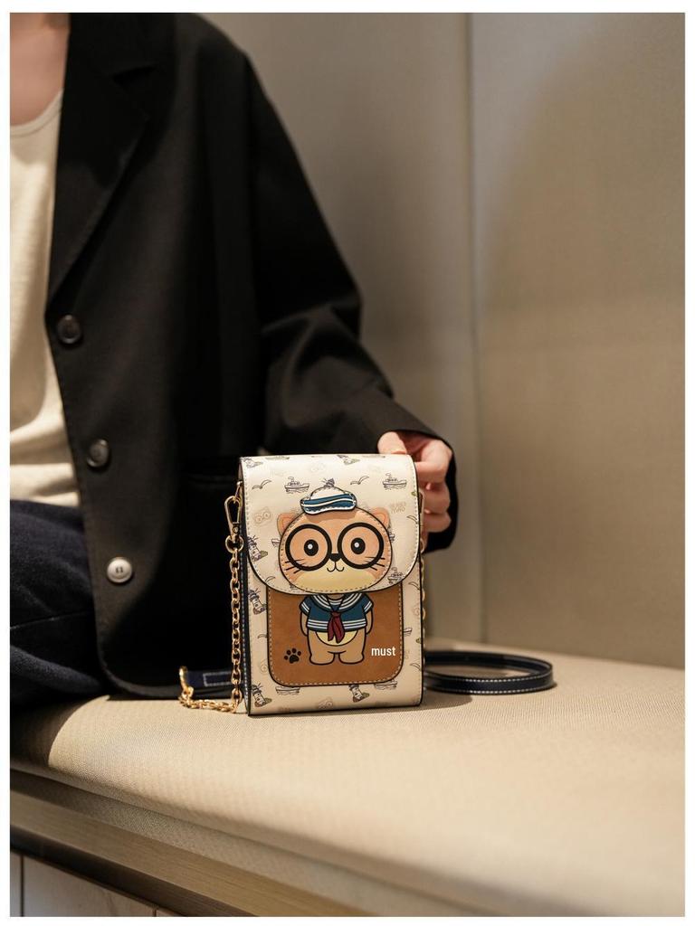 North Bag Colorblock Cat Mini Crossbody: Cute Cartoon Cell Phone Shoulder Bag