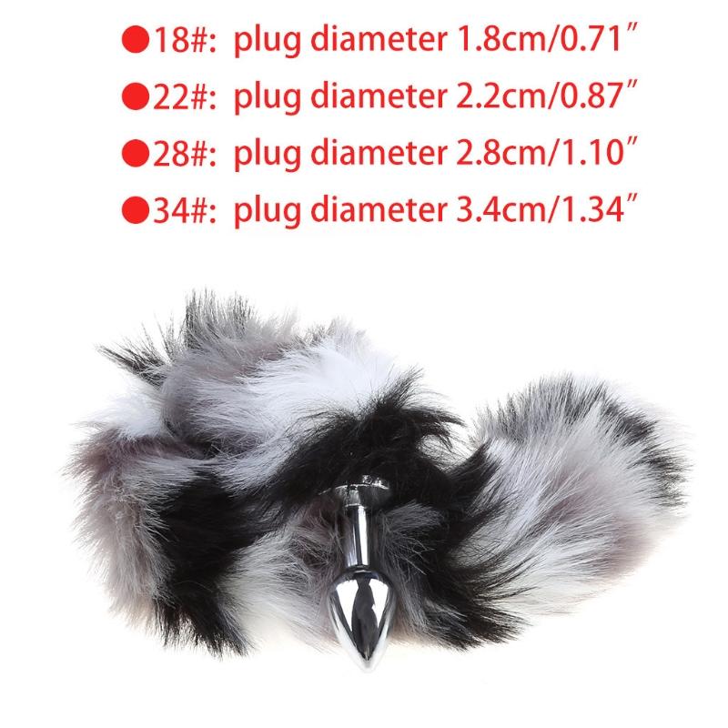 3 Pcs Multi-Size Butt Plug with Faux Fo-x Tail, Plush Ear Hair Clip and Collar for Role Play Costume Prop Drop