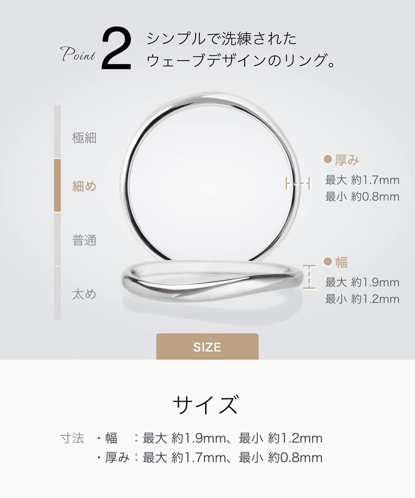 Legan White Gold Ring 14 Wedding Ring K10WG Wave Line Wedding Ring Slender Made In Japan No. Men's