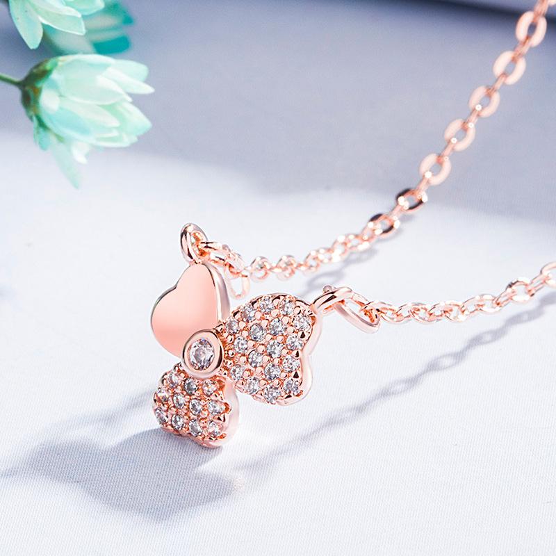 SACE GEMS Grass with Three Leaves Copper Alloy Purple Zircon Women Pendant Necklace Fashion Gift
