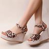 Fashion Vintage Leopard Print Platform Sandals for Women Summer Buckle Wedge High Heel Sandal Female Outdoor Anti-Slip Sandalias Mujer