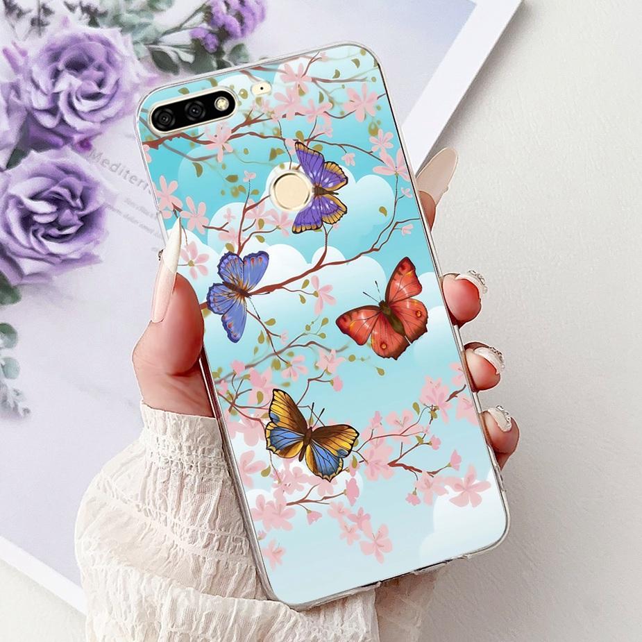 For Huawei Y7 Prime 2018 Case Nova2 Lite Luxury Painted Cover Soft Slim Phone Case For Huawei Y7 Pro 2018 Y72018 Back Cover Bags