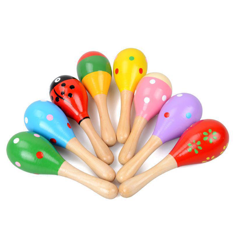 Wooden Baby Rattle Toy for Newborns and Toddlers (0-12 Months) - Grasping & Early Education Puzzle Handbell