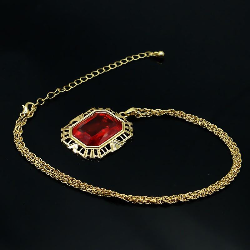 Same The Sandman Ruby Necklace Square Pendant Cos Props Birthday Christmas Gift