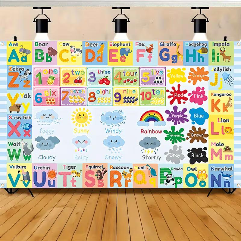 

2D Colorful Kids Learning Chart Tapestry, Classroom & Nursery Decor 47.2x31.5inch/120*80cm