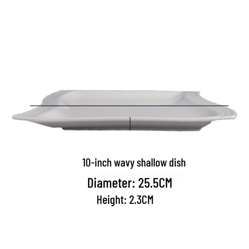 ZISIZ Pure White Wave-Rim Ceramic Plate Set