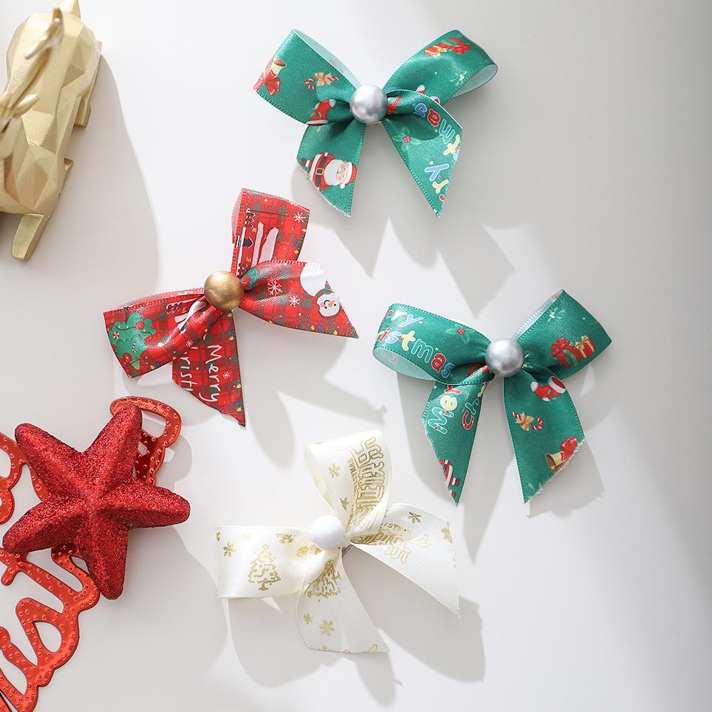

10Pcs Bow Ribbon Christmas Supplies Decoration Xmas Tree Pendant Ornament Bows for Home Decor New Year s 2025 Gifts Accessories