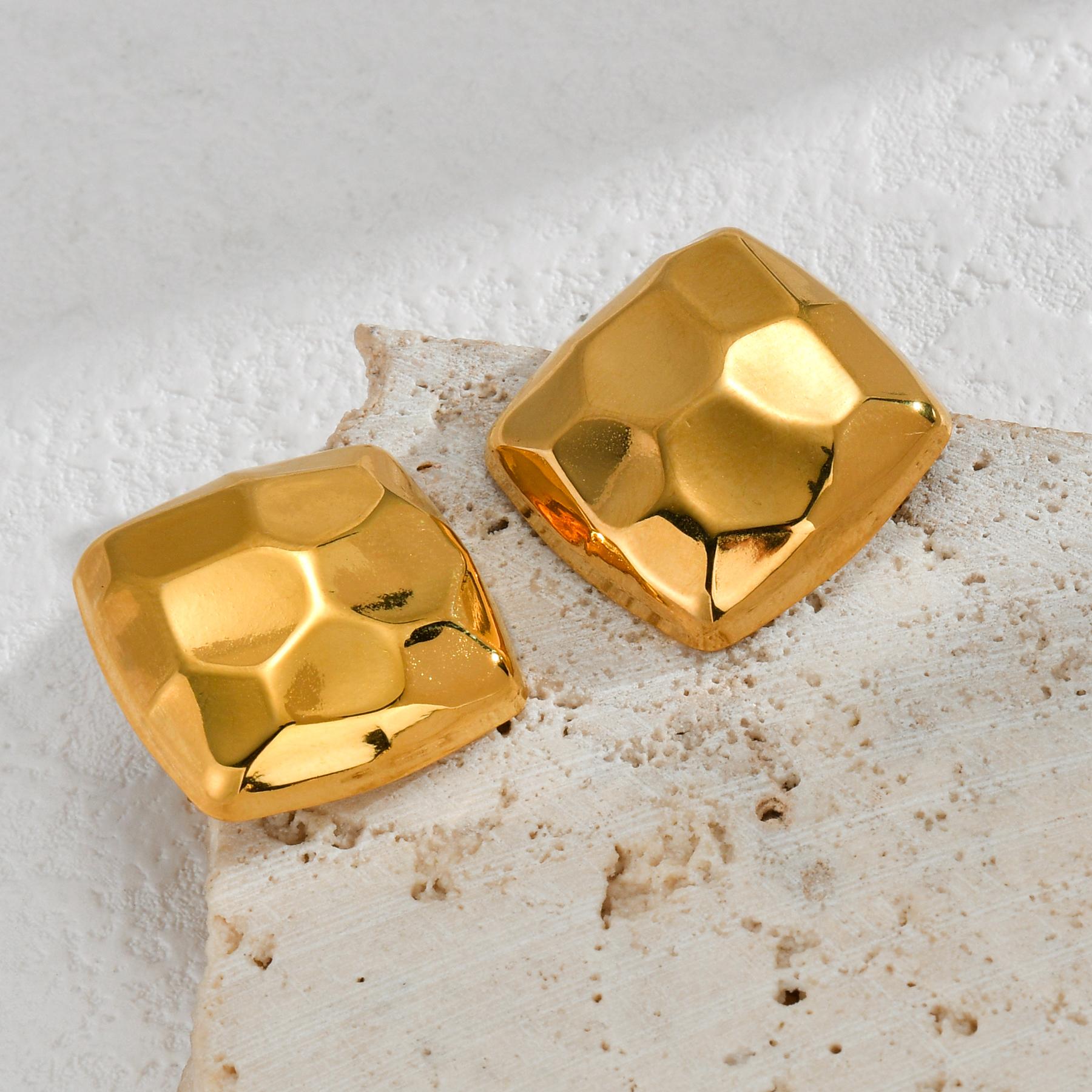 

Atoztide Irregular Round Textured Earrings for Women Girl Stainless Steel Gold Color Exaggerate Trendy Birthday Jewelry Gift