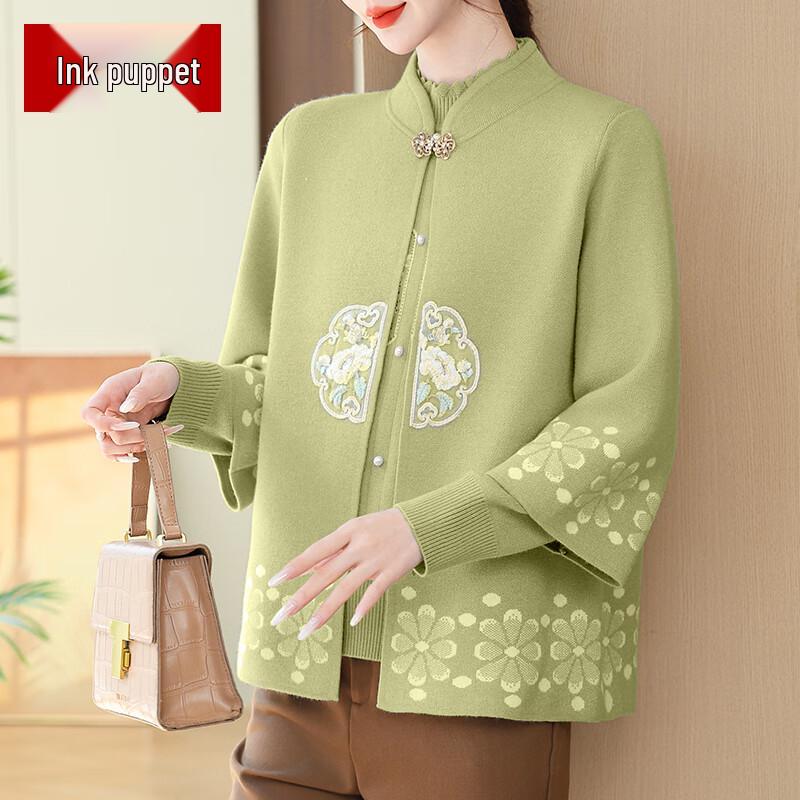 

Mo ou New Chinese Style Stand Collar Autumn Jacket for Mature Women 2XL