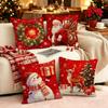 Christmas Pillowcase Grey Red Cartoon Santa Snowman Elk Sofa Cushion Cover Home Bed Car Decor Merry Christmas 45cm X 45cm