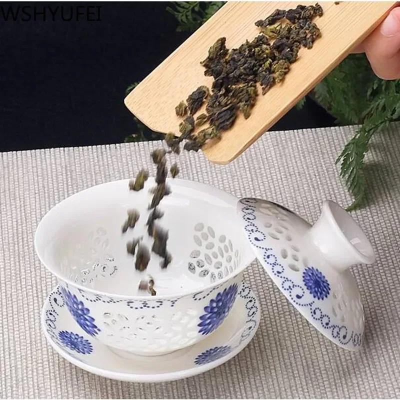 Jingdezhen Ceramic Gaiwan Teacup Handmade Tea Tureen Boutique Tea Bowl Chinese Porcelain Teaware Accessories Drinkware