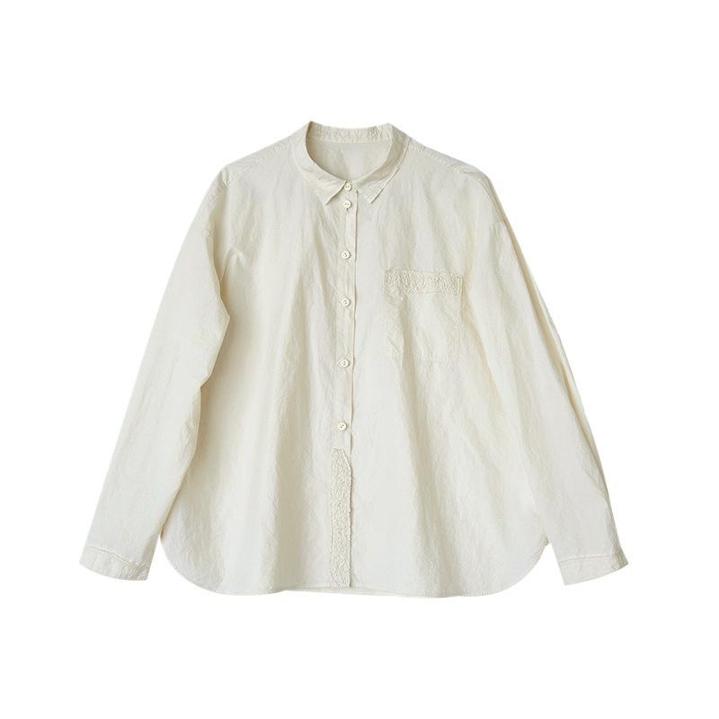 Autumn Retro Women's Heavyweight Rice Cake Cotton Blouse