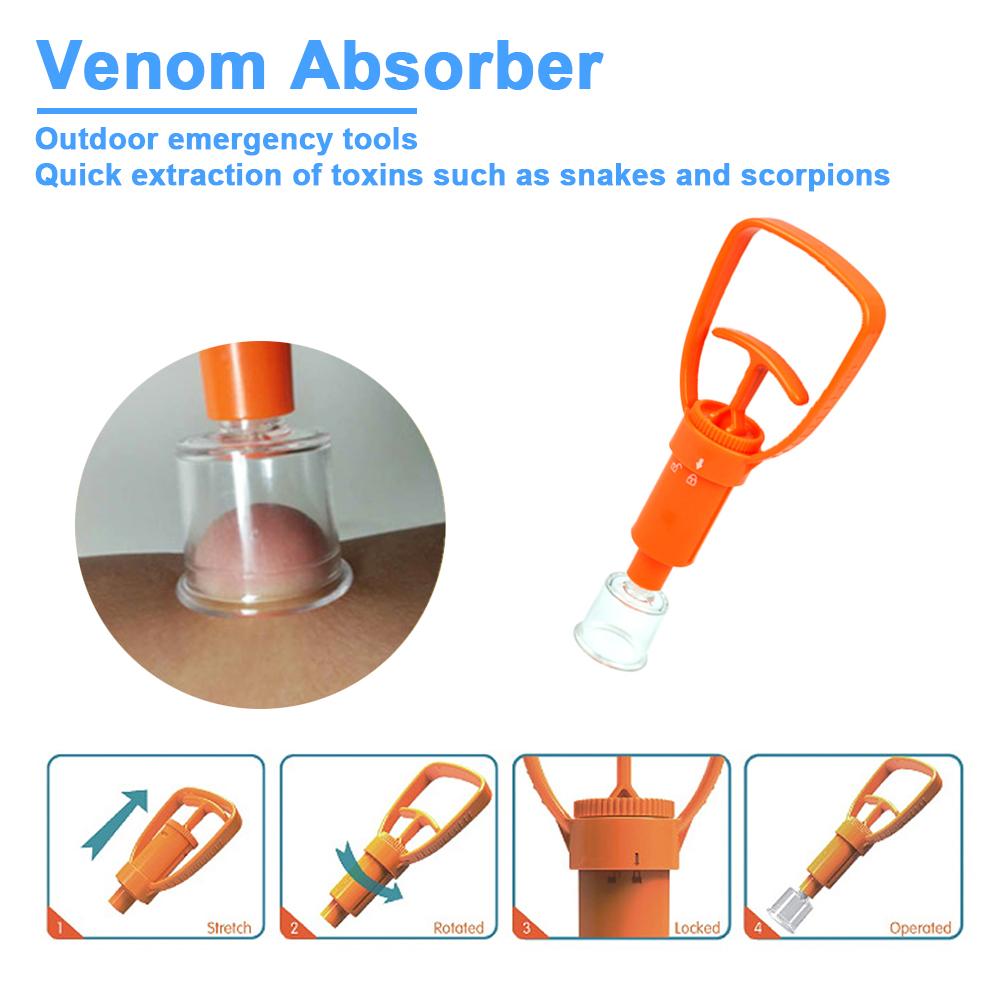 Outdoor Safety Venom Snake Mosquito Bite Camping Hiking Survival Venom Extractor Pump Vacuum Poison Remover First Aid Equipment arancione