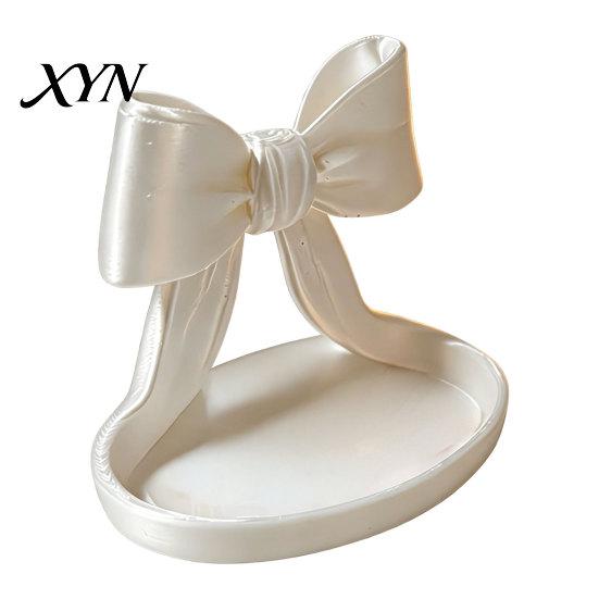 Versatile Home Decor Tray 3D Printed Bow Jewelry Organizer Tray, Decorative Ribbon Ring Holder for Beauty Accessory Rings Earrings Necklace,