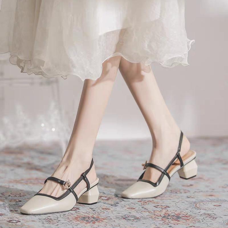 Mode 2025 Neue Absatzschuhe Absatz Damen Sommerschuh Eckige Zehenpartie Dame Damen Schuhwerk Außergewöhnlicher Absatz Sandalen Damen Sandalen Damenschuhe