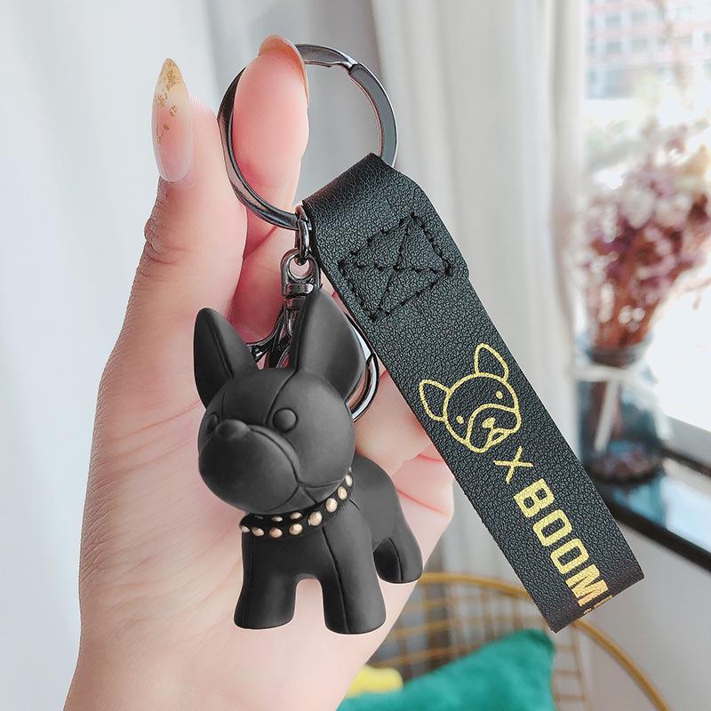 Exquisite Cute French Bulldog Puppy Keychain - Unisex Accessory for Bags