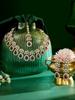 Pink Stones Antique Plated Traditional Kundan Necklace Earring & Maangtikka Set For Women