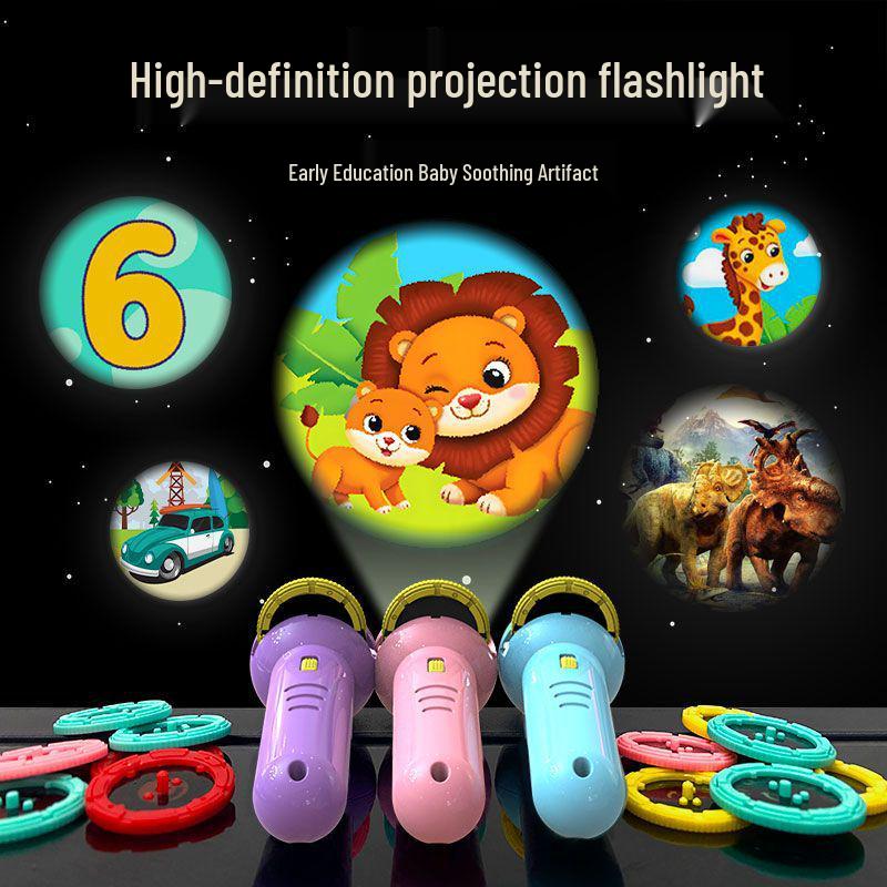 Children's Animal Projector Flashlight - Early Education Luminous Toy for Baby Picture Recognition and Cartoon Projection Gifts