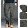 Men's Spring Elastic Waist Cargo Large Size Cotton Pants Multi-Pocket Trousers Sports Training Work Pants