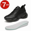 Cowhide Man Sneakers Elevator Shoes Height Increase Shoes for Men Lift Sports White Sneakers Black Shoes Insole 7CM Tall Shoes