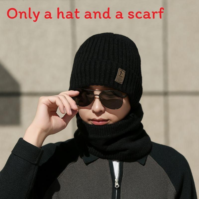 Gestrickte Wintermütze mit Buchstabenstickerei für Herren Kälteschutz