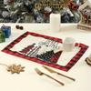 4 Stück Weihnachts-Tischsets 30*45cm Weihnachtsbäume Schneemänner Druck Esszimmer-Tischmatten Weihnachtsfeier Tischuntersetzer Dekoration